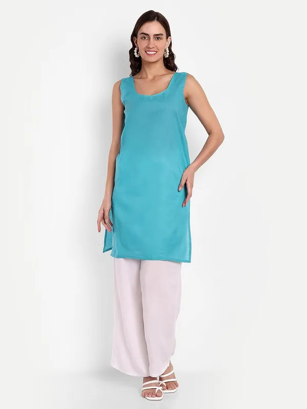 Sky_Blue_Lucknow_Chikankari_Hand_Embroidered_Kurta_With_Matching_Slip_Georgette