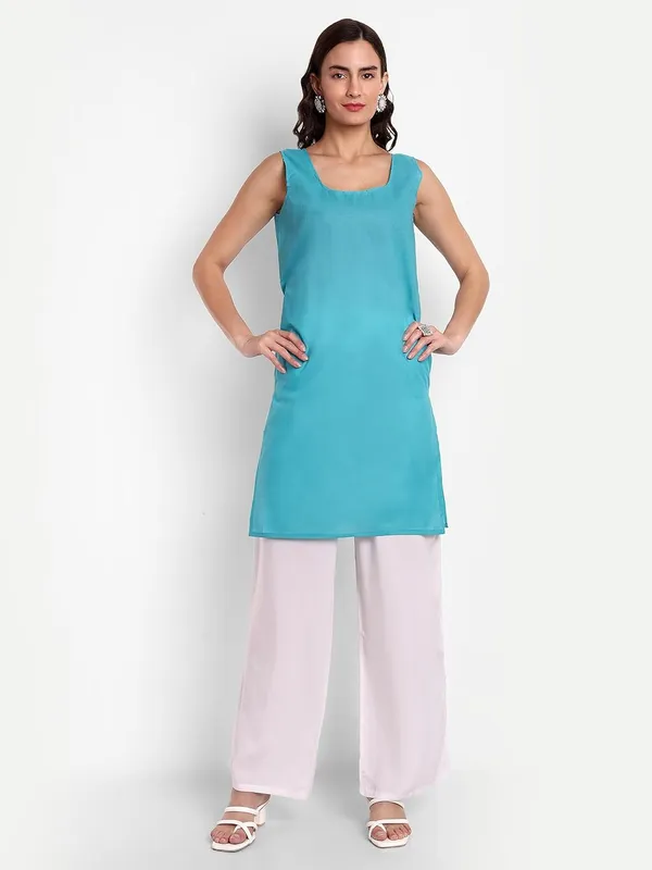 Sky_Blue_Lucknow_Chikankari_Hand_Embroidered_Georgette_Kurta_With_Matching_Slip/Inner_Women_Georgette