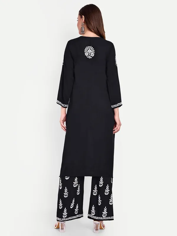 Charismatic_Black_Chikankari_Hand_Embroidered_Kurta_Palazzo_Co-Ord_Set_Rayon