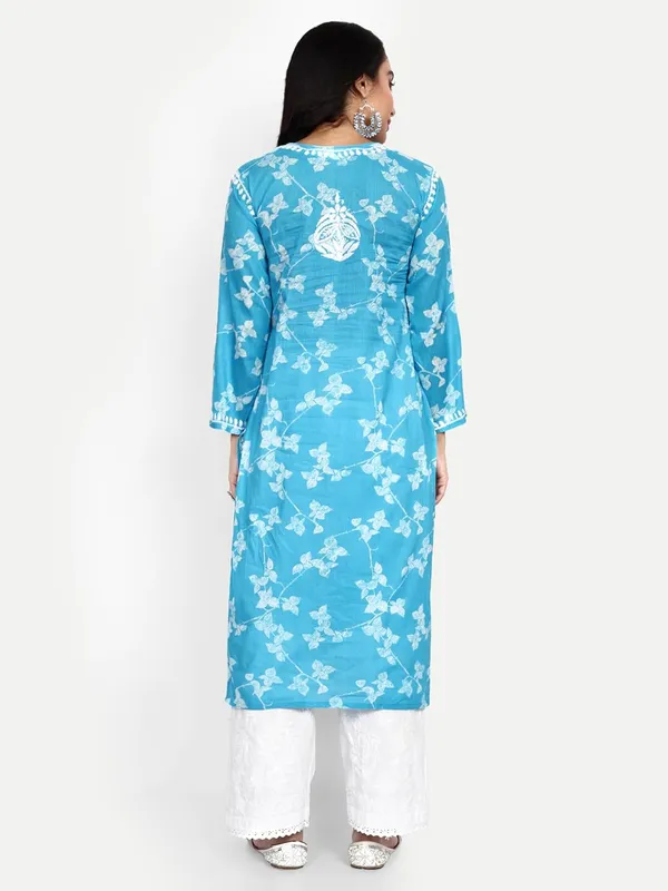Bright_Blue_Lucknow_Chikankari_Hand_Embroidered_Kurta_Women_Mulmul_Cotton