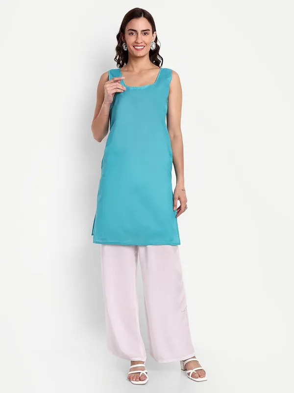 Sky_Blue_Lucknow_Chikankari_Hand_Embroidered_Long_Kurta_With_Matching_Slip_Georgette