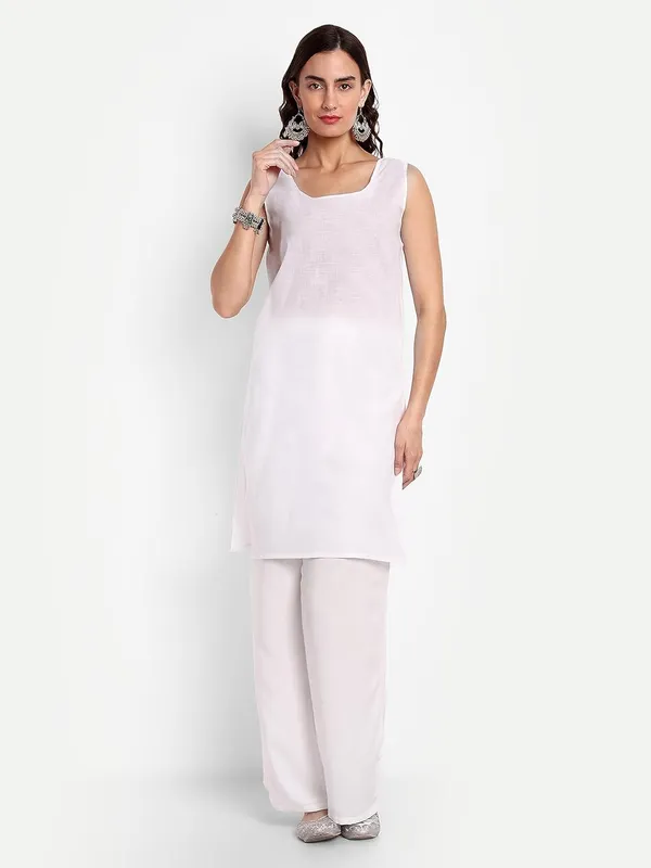 Pristine_White_Lucknow_Chikankari_Hand_Embroidered_Long_Kurta_With_Matching_Slip_Georgette