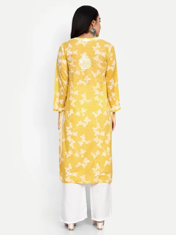 Sunshine_Yellow_Lucknowi_Chikankari_Hand_Embroidered_Kurta_Women_Mulmul_Cotton