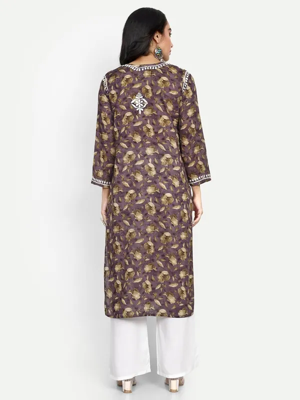 Violet_Lucknow_Chikankari_Hand_Embroidered_Kurta_Women_Mulmul_Cotton