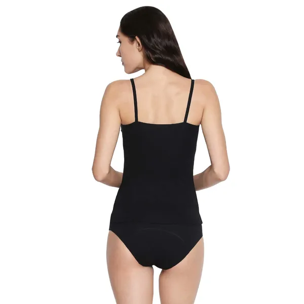 Black_Padded_Cotton_Rich_Soft_Camisole_Spaghetti_Tank_Top/Kurtis_Slip_Removable_Washable_Pads