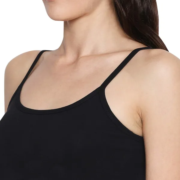 Black_Padded_Cotton_Rich_Soft_Camisole_Spaghetti_Tank_Top/Kurtis_Slip_Removable_Washable_Pads