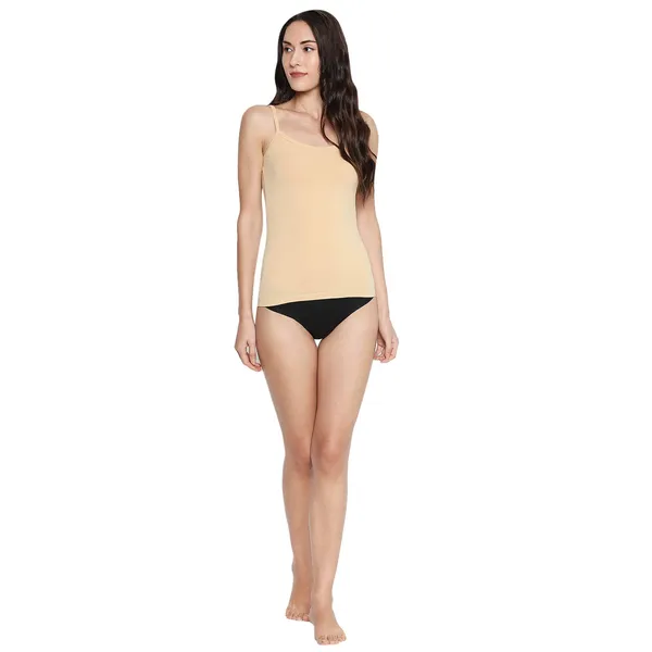 White_Skin_&Black_Padded_Cotton_Rich_Soft_Camisole_Spaghetti_Tank_Top/Kurtis_Slip_Removable_Washable_Pads