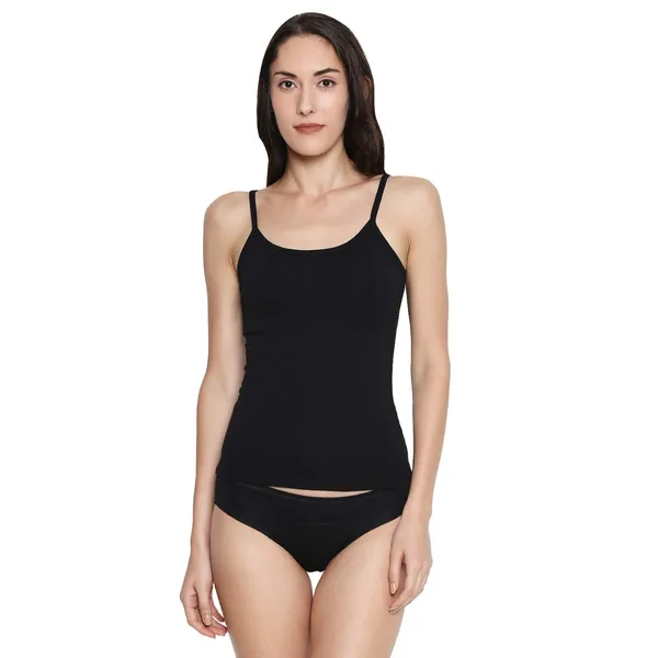 Black&White_Padded_Cotton_Rich_Soft_Camisole_Spaghetti_Tank_Top/Kurtis_Slip_Removable_Washable_Pads