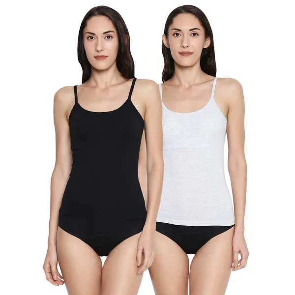 Black&White_Padded_Cotton_Rich_Soft_Camisole_Spaghetti_Tank_Top/Kurtis_Slip_Removable_Washable_Pads