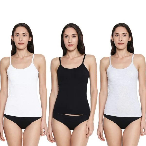 Black&White_Padded_Cotton_Rich_Soft_Camisole_Spaghetti_Tank_Top/Kurtis_Slip_Removable_Washable_Pads