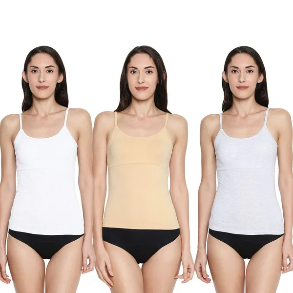 White&Skin_Padded_Cotton_Rich_Soft_Camisole_Spaghetti_Tank_Top/Kurtis_Slip_Removable_Washable_Pads