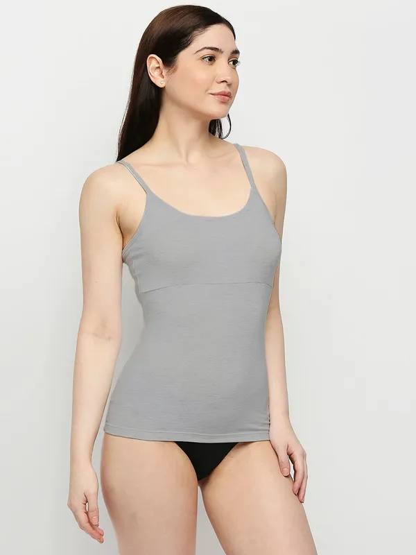 Grey_Padded_Cotton_Rich_Soft_Camisole_Spaghetti_Tank_Top/Kurtis_Slip_Removable_Washable_Pads