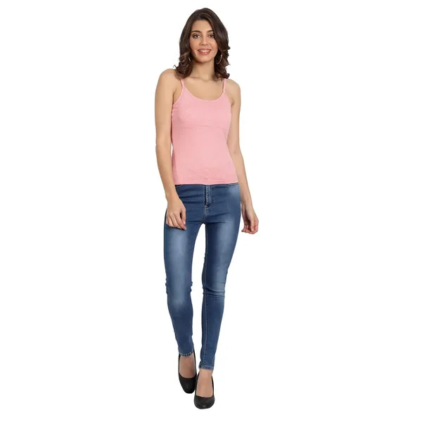 Charming_Pink_Padded_Cotton_Rich_Soft_Camisole_Spaghetti_Tank_Top/Kurtis_Slip/Removable_Washable_Pads