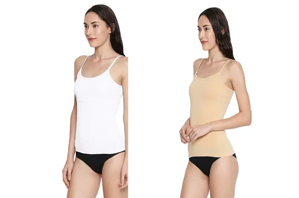 White&Skin_Padded_Cotton_Rich_Soft_Camisole_Spaghetti_Tank_Top/Kurtis_Slip_Removable_Washable_Pads