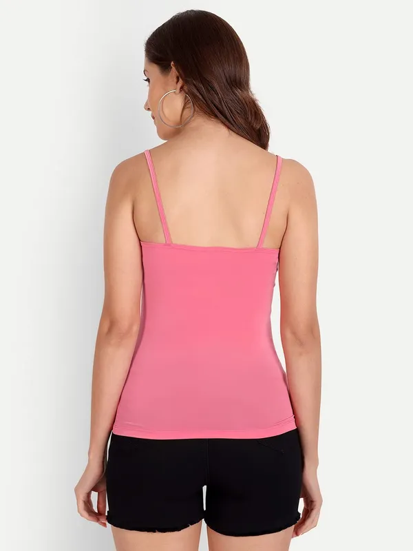 Pink_Padded_Soft_Polyamide_Camisole_Spaghetti_Tank_Top_Removable_Washable_Pads