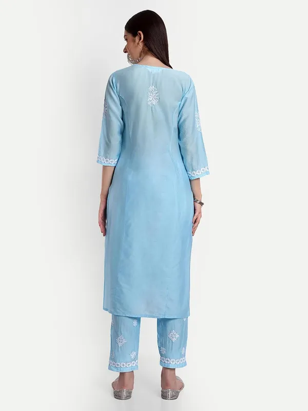 Sky_Blue_Lucknowi_Chikankari_Hand_Embroidered_Mukaish_Work_Kurta_Palazzo_Set_Chanderi_Silk