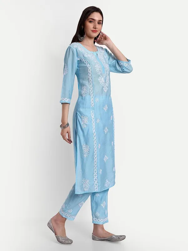 Sky_Blue_Lucknowi_Chikankari_Hand_Embroidered_Mukaish_Work_Kurta_Palazzo_Set_Chanderi_Silk