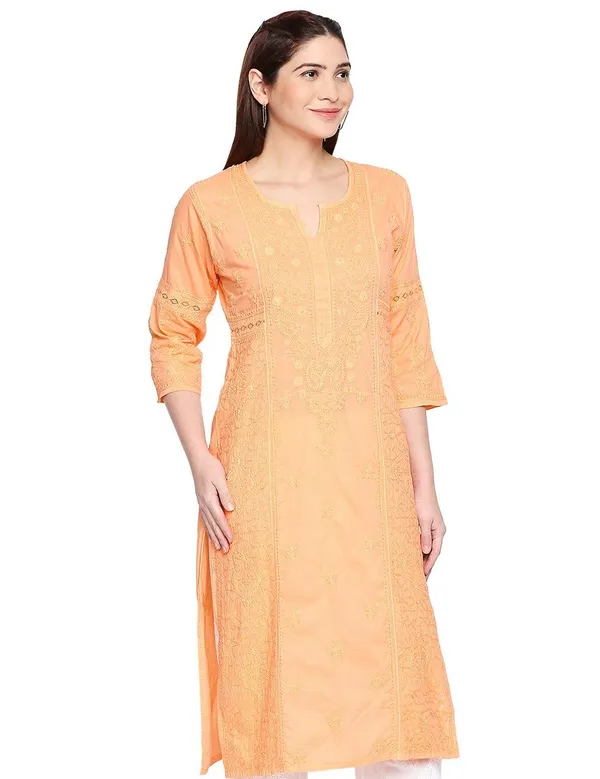 Coral_Ladies_Dresses_Tops_Kurti_Cotton_Long_Kurta_Hand_Embroidery