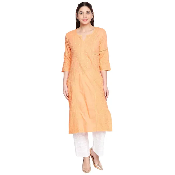 Coral_Ladies_Dresses_Tops_Kurti_Cotton_Long_Kurta_Hand_Embroidery