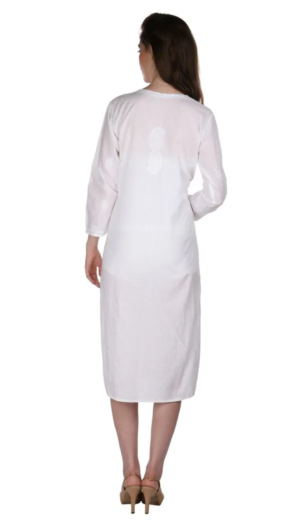 Pristine_White_Ladies_Dresses_Tops_Kurti_Long_Kurta_Hand_Embroidery_Handmade_Lucknow_Chikan