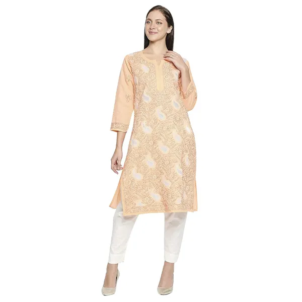Peachpuff_Cotton_Straight_Kurta