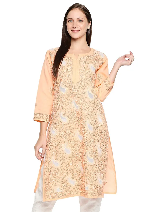 Peachpuff_Cotton_Straight_Kurta