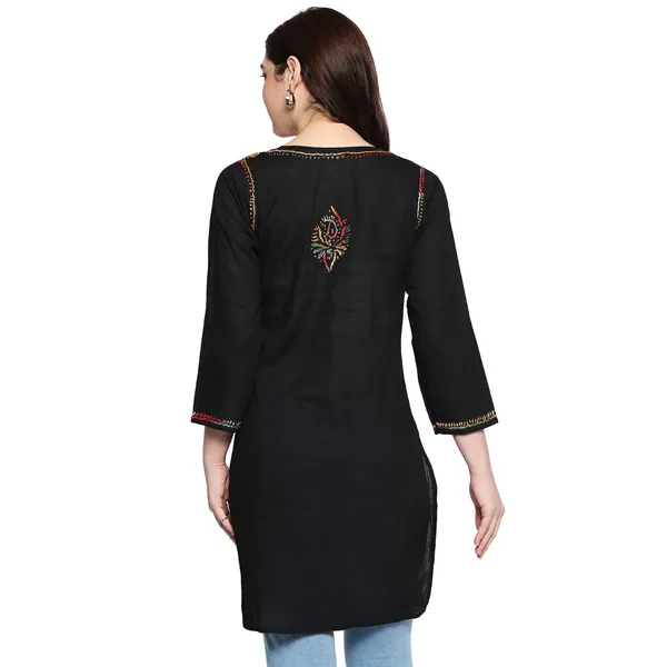 Charismatic_Black_Chikankari_Cotton_Kurtis_Lucknow_Chikankari_Tops