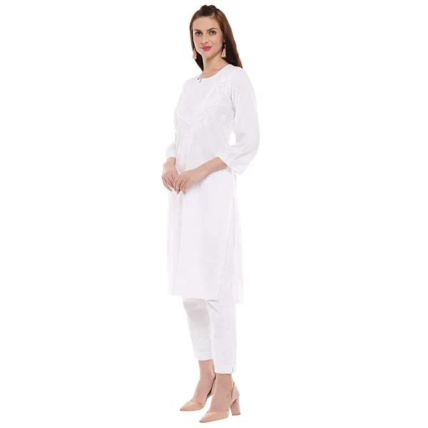 Pristine_White_Lucknow_Chikankari_Long_Kurtis_Cotton