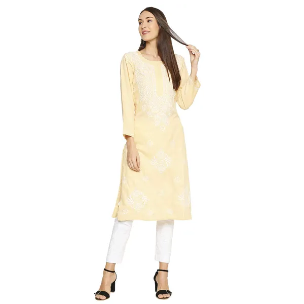 Fawn_Lucknow_Chikankari_Linen_Kurta_Lucknowi_Chikan_Hand_Embroidered_Linen_Long_Kurtis