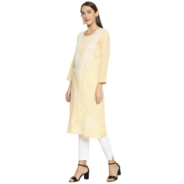 Fawn_Lucknow_Chikankari_Linen_Kurta_Lucknowi_Chikan_Hand_Embroidered_Linen_Long_Kurtis