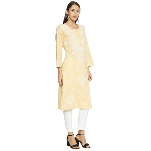 Fawn_Lucknow_Chikankari_Linen_Kurta_Lucknowi_Chikan_Hand_Embroidered_Linen_Long_Kurtis