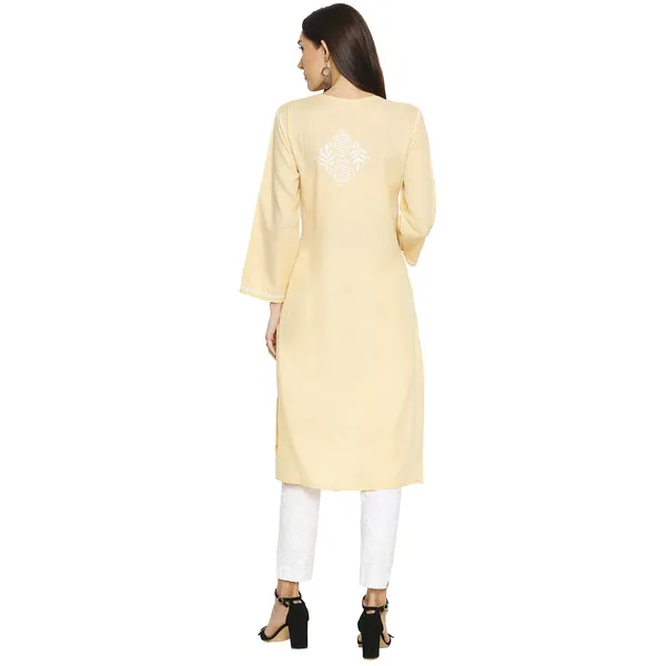 Fawn_Lucknow_Chikankari_Linen_Kurta_Lucknowi_Chikan_Hand_Embroidered_Linen_Long_Kurtis