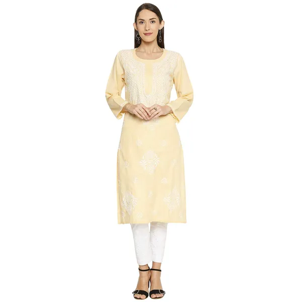 Fawn_Lucknow_Chikankari_Linen_Kurta_Lucknowi_Chikan_Hand_Embroidered_Linen_Long_Kurtis