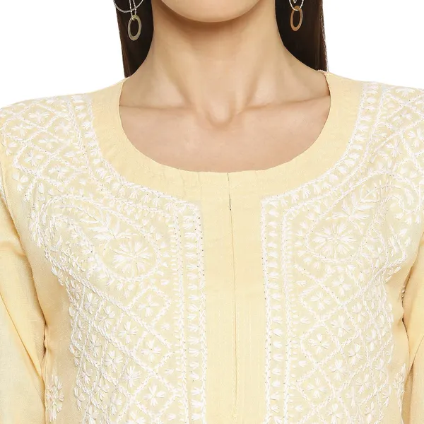 Fawn_Lucknow_Chikankari_Linen_Kurta_Lucknowi_Chikan_Hand_Embroidered_Linen_Long_Kurtis