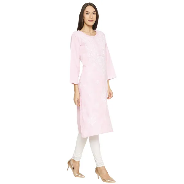 Pretty_Pink_Lucknow_Chikankari_Linen_Kurta_Lucknowi_Chikan_Hand_Embroidered_Linen_Long_Kurtis