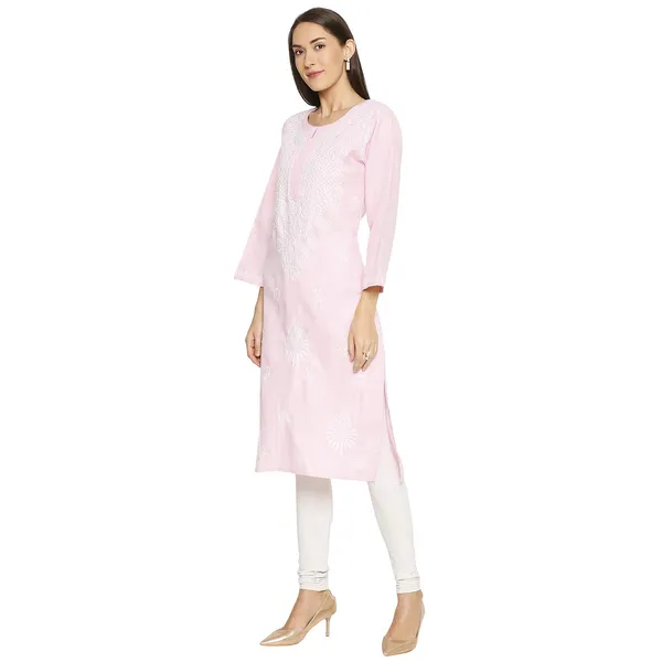 Pretty_Pink_Lucknow_Chikankari_Linen_Kurta_Lucknowi_Chikan_Hand_Embroidered_Linen_Long_Kurtis