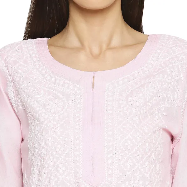 Pretty_Pink_Lucknow_Chikankari_Linen_Kurta_Lucknowi_Chikan_Hand_Embroidered_Linen_Long_Kurtis