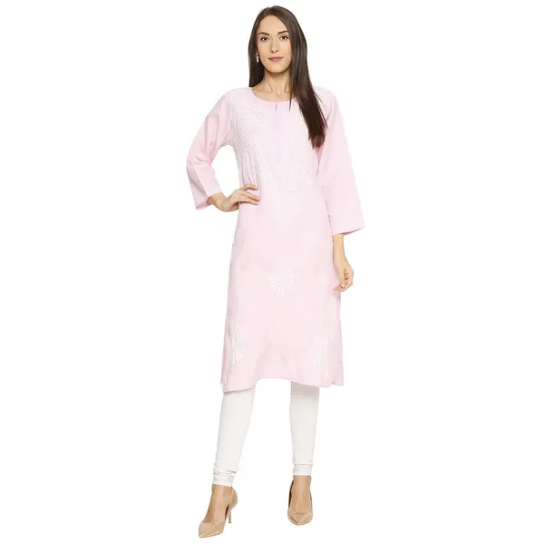 Pretty_Pink_Lucknow_Chikankari_Linen_Kurta_Lucknowi_Chikan_Hand_Embroidered_Linen_Long_Kurtis