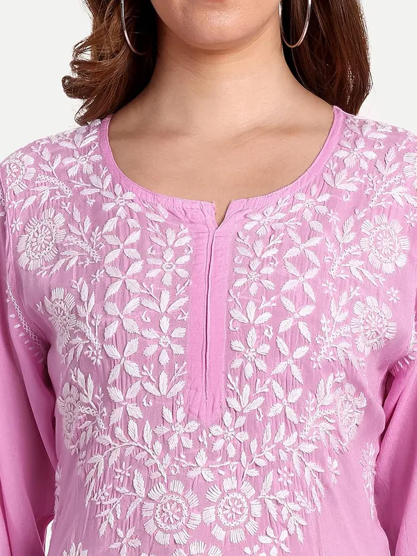 Sunshine_Yellow_Lucknow_Chikankari_Hand_Embroidered_Long_Kurta_Women_Cotton