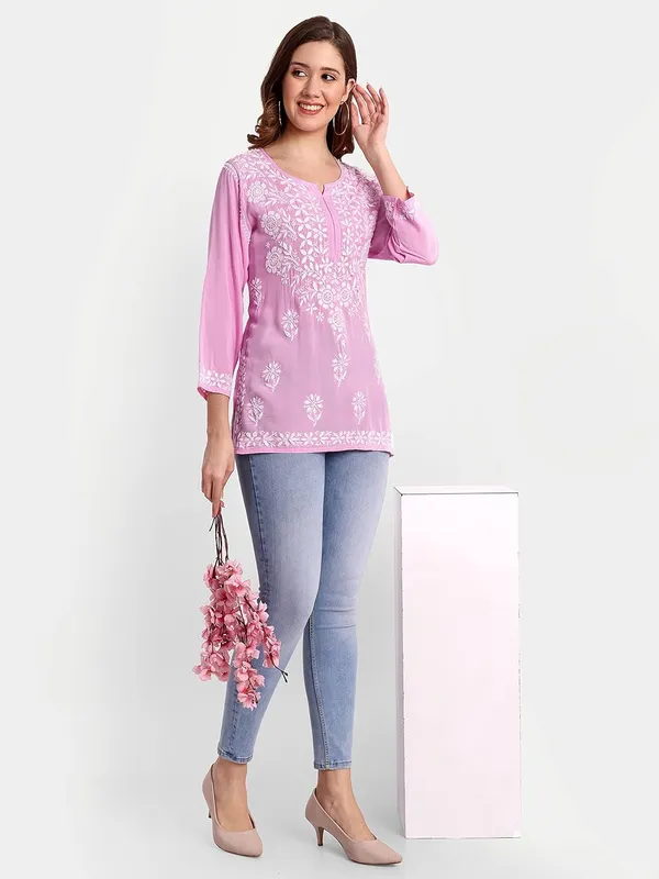 Sunshine_Yellow_Lucknow_Chikankari_Hand_Embroidered_Long_Kurta_Women_Cotton