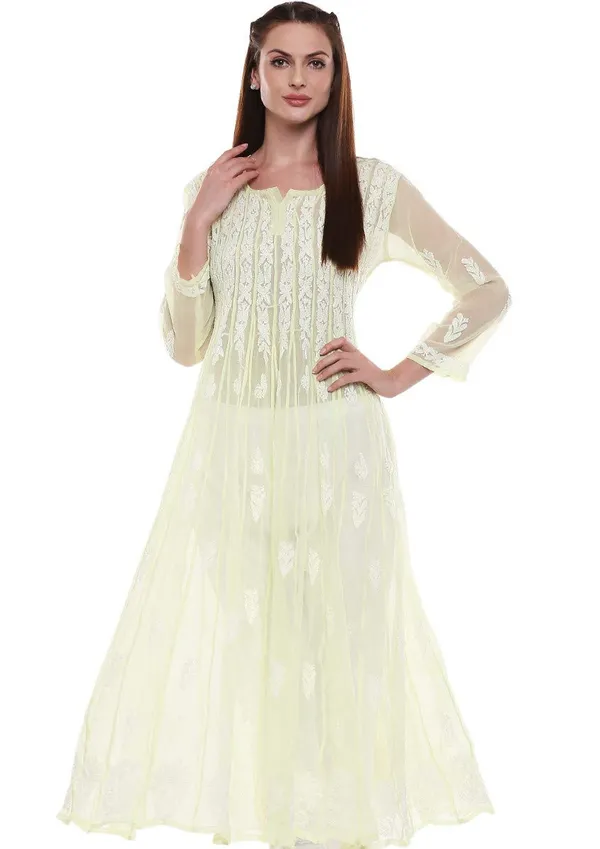 Lime_Green_Anarkali_Chikankari_Georgette_Kurta_Lucknowi_Chikan_56_Kali_Anarkali_Hand_Embroidered_Long_Needlecraft_Kurtis