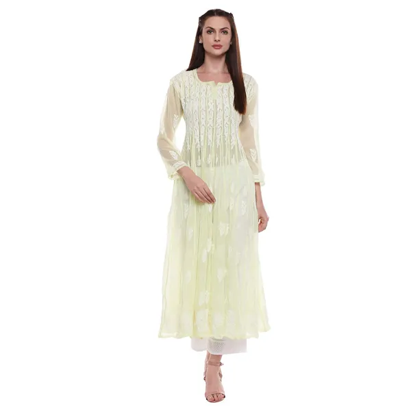 Lime_Green_Anarkali_Chikankari_Georgette_Kurta_Lucknowi_Chikan_56_Kali_Anarkali_Hand_Embroidered_Long_Needlecraft_Kurtis
