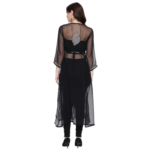 Charismatic_Black_Lucknow_Chikankari_Georgette_Kurta_Chikan_Hand_Embroidered_Needlecraft_Long_Kurtis