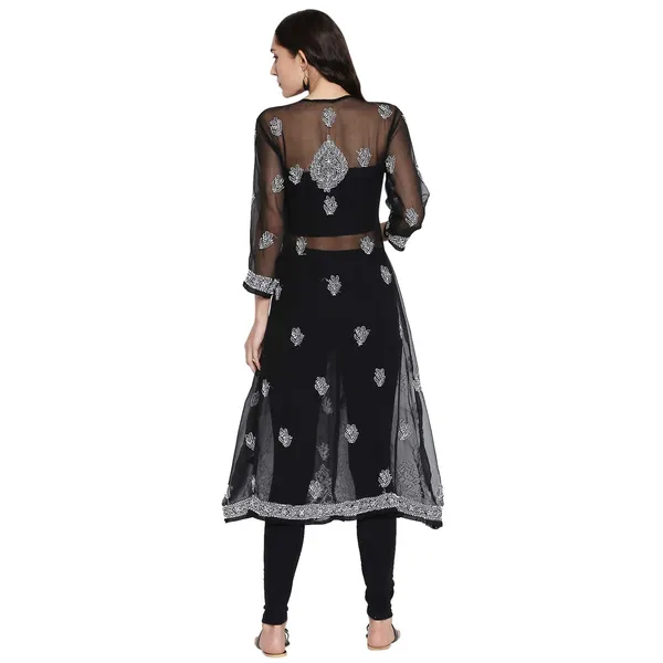Charismatic_Black_Lucknow_Chikankari_Hand_Embroidered_Angrakha_Long_Kurti_Georgette