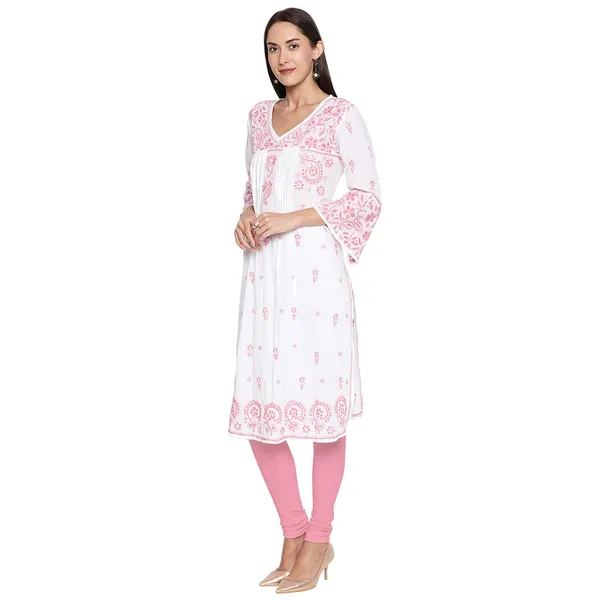 Pretty_Pink_Lucknow_Chikankari_Long_Kurti_Hand_Embroidered_Kurta_Cotton