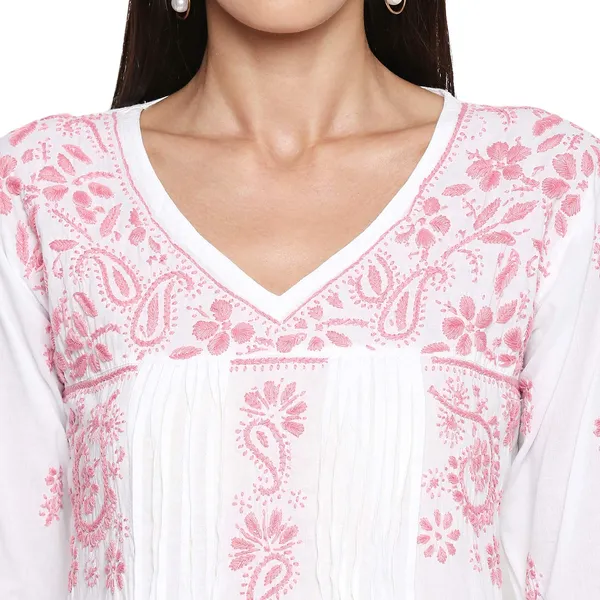 Pretty_Pink_Lucknow_Chikankari_Long_Kurti_Hand_Embroidered_Kurta_Cotton