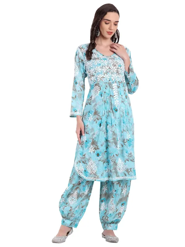 Sky_Blue_Chikankari_Hand_Embroidered_Co_Ord_Set_Kurta_Salwar_Set