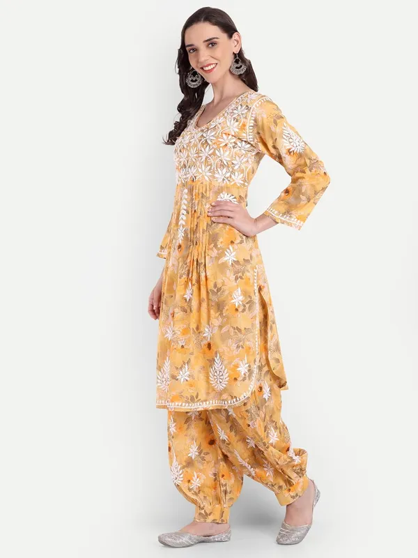 Mustard_Chikankari_Hand_Embroidered_Co_Ord_Set_Kurta_Salwar_Set