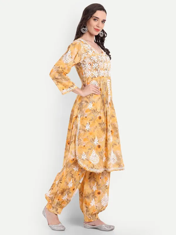 Mustard_Chikankari_Hand_Embroidered_Co_Ord_Set_Kurta_Salwar_Set