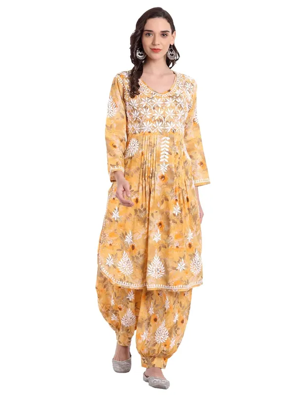 Mustard_Chikankari_Hand_Embroidered_Co_Ord_Set_Kurta_Salwar_Set